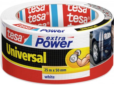 TESA Ruban Adh&eacute;sif Extra Power  Universal Blanc 25mx50mm