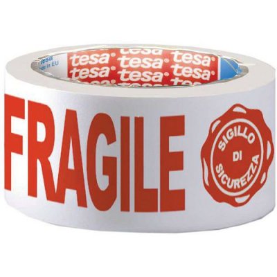 TESA Ruban adh&eacute;sif  imprim&eacute; FRAGILE - 66 m x 50 mm - silencieux
