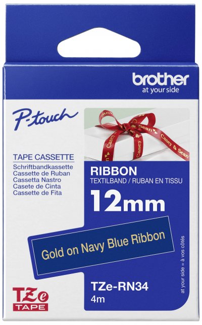 BROTHER Ruban  TZE-RN34 satin - 12mmx4m - or/bleu nuit