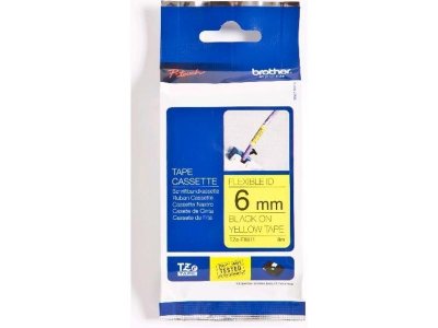 BROTHER Ruban _tzefx 611 6mm Lamin&eacute; Flexible Noir/jaune