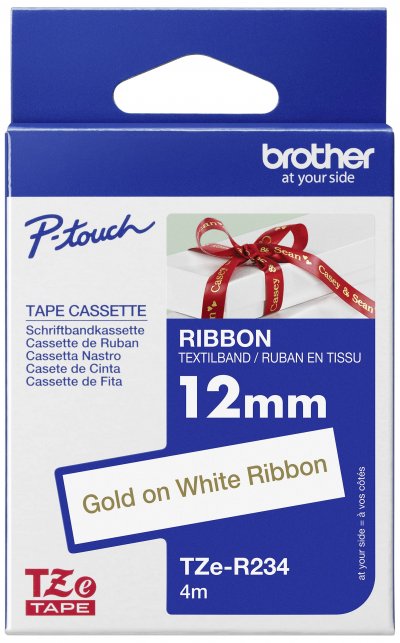 BROTHER Ruban  - tzer234 - or sur blanc 12mm - qt 1