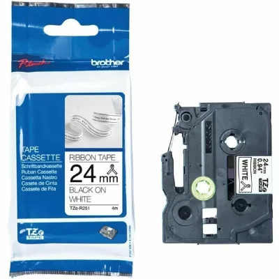 BROTHER Ruban  - tzer251 - 24mm noir sur blanc - qt 1 BRO4977766801843