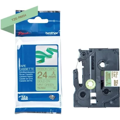 BROTHER Ruban  - TZERM54 - 24mm or sur vert menthe - Qt 1