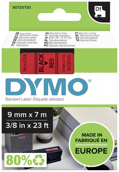 DYMO Ruban D1 -  - 9mm x 7m - Noir & Rouge