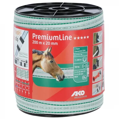 AKO Ruban de cl&ocirc;ture &eacute;lectrique Premium Line 200 m 20 mm 