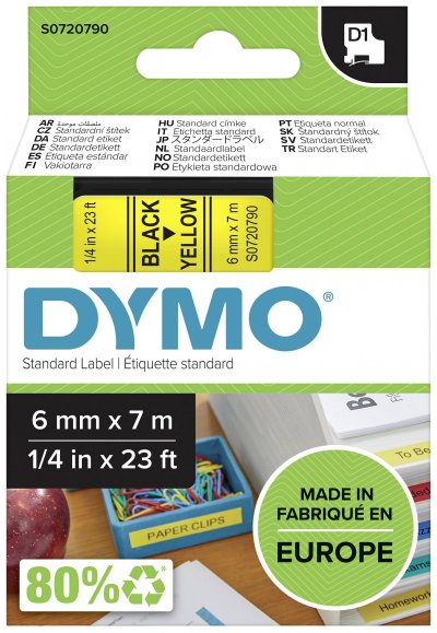 DYMO Ruban  1000 6mmx7m noir / jaune