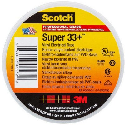 3M Ruban Electricien Vinyle Scotch Super 33+  19mm x 20m Noir