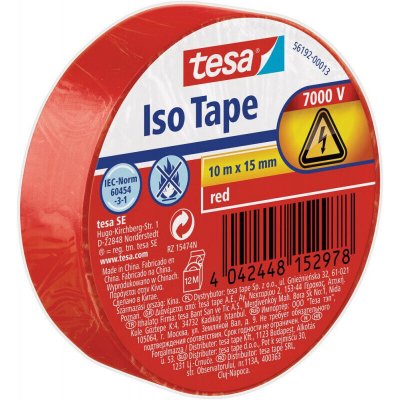 TESA Ruban isolant  56192-13-02 rouge (L x l) 10 m x 15 mm 1 pc(s)
