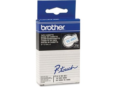 BROTHER Ruban thermique en cassette 12mm  TC-203 Bleu sur Blanc
