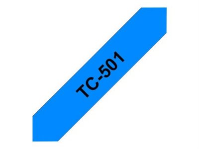 BROTHER Ruban thermique en cassette 12mm TC-501 Noir sur Bleu