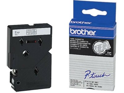 BROTHER Ruban thermique en cassette 9mm  TC195 blanc sur transparent