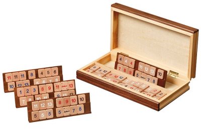 PHILOS Rummy ou Rummikub - jeu en bois - coffret bois forme de livre