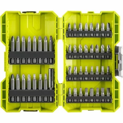 RYOBI  Coffret antichocs empilable 48 embouts de vissage mixtes Gris