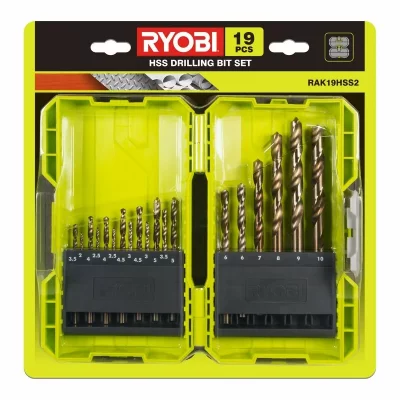 RYOBI  - Coffret empilable 19 forets HSS m&eacute;tal 2 &agrave; 10 mm - RAK19HSS2