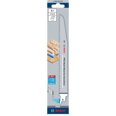 BOSCH S&auml;bels&auml;geblatt S1110VF L.225mm B.22mm tpi 5/8 3,2-5mm varioverzahnt 5er Pk. 2608657610