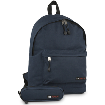 ITACA Sac &agrave; dos avec poche crayon bleu marine  