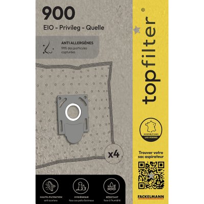TOP FILTER Sac aspirateur domestiques - EIO Futura - 900 - Vendu par 4