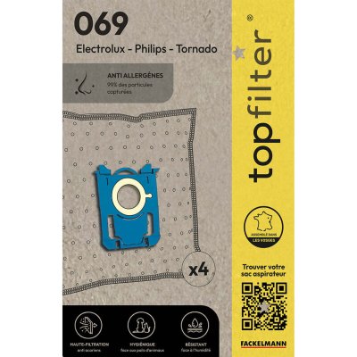 TOPFILTER Sac aspirateur domestiques - Philips S-bag - 069 - Vendu par 4