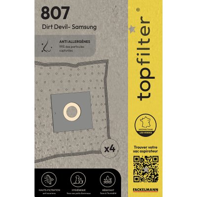 TOP FILTER Sac aspirateur domestiques - Samsung Crockmite, V&eacute;loce - 807 - Vendu par 4