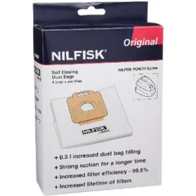 NILFISK Sac aspirateur  Power Series Dustbags - 4 sacs poussi&egrave;re + pr&eacute;-filtre