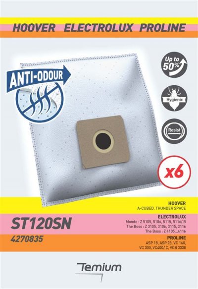 ST120SN ANTI ODEUR 6 SACS Sac aspirateur Temium ST120SN ANTI-ODEUR 6 SACS