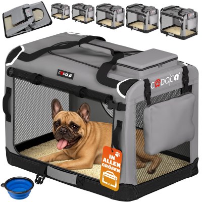 CADOCA Sac de transport pliable gris pour animaux M 60x42x44cm