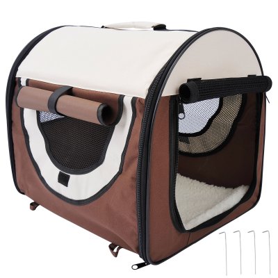 PAWHUT Sac de transport pour chien chat pliable marron beige