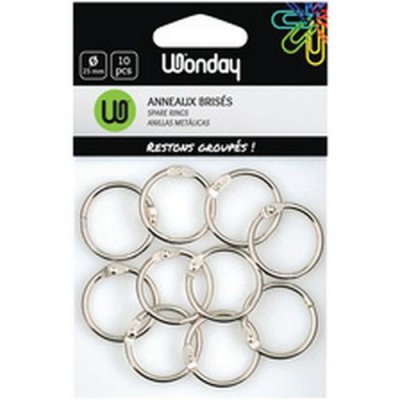WONDAY Sachet de 10 anneaux bris&eacute;s en m&eacute;tal - diam&egrave;tre 30 mm