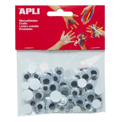 GENERIQUE Sachet de 100 yeux adh&eacute;sifs ronds noir sans cil diam&egrave;tres assortis