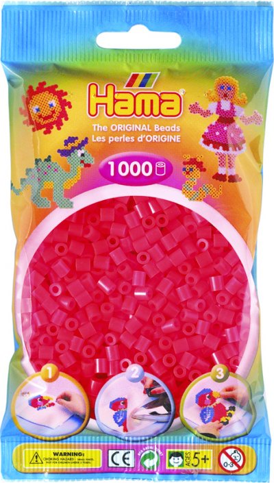 JBM Sachet de 1000 perles hama midi : perles rouges n&eacute;on