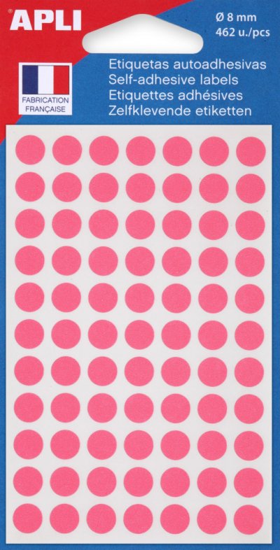 AGIPA Sachet de 462 &eacute;tiquettes Gommettes de signalisation Rondes 8mm Rose