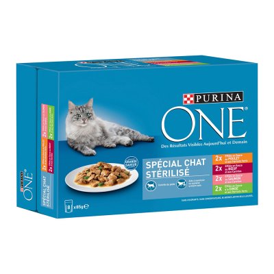 PURINA ONE Sachet repas chat St&eacute;rilis&eacute; - Multivari&eacute;t&eacute;s - 8x85g