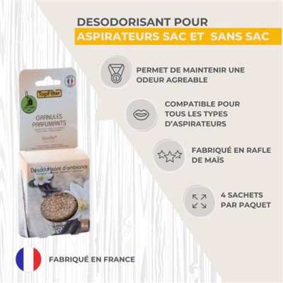 TOP FILTER Sachets de granul&eacute;s de parfum pour aspirateur &agrave; la vanille ref 0720250