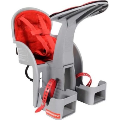 WEERIDE SAFEFRONT Si&egrave;ge v&eacute;lo enfant avant r&eacute;glable et standard GRIS ROUGE