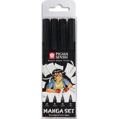 SAKURA  Pigma SENSEI Manches Set (4 plumes, noir)