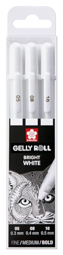 SAKURA  Stylo roller &agrave; encre gel Gelly Roll Bright White - Lot de 2