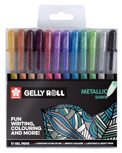 SAKURA  Stylo roller encre gel Gelly Roll Metallic &eacute;tui de 12