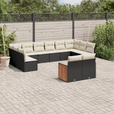 VIDAXL Salon de jardin - - 11 pcs - R&eacute;sine tress&eacute;e - Coussins amovibles - Conception modulaire