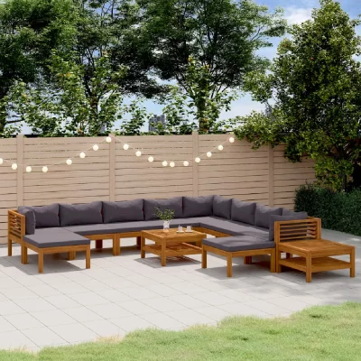 VIDAXL Salon de jardin 12 pcs avec coussin Bois d'acacia solide