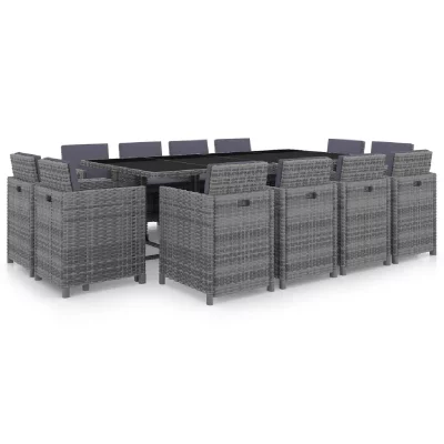 VIDAXL Salon de jardin 13 pcs avec coussins R&eacute;sine tress&eacute;e Anthracite