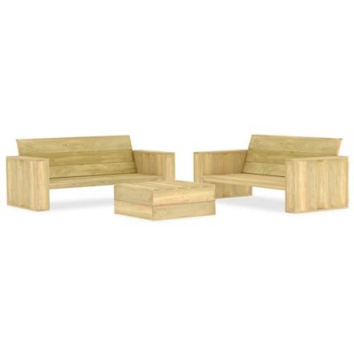 VIDAXL Salon de jardin - 2 canap&eacute;s + 1 table - Bois de pin impr&eacute;gn&eacute;