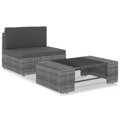 VIDAXL Salon de jardin 2 pcs R&eacute;sine tress&eacute;e Gris  Gris