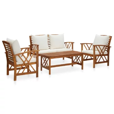 VIDAXL Salon de jardin 4 pcs avec coussins Bois d'acacia solide