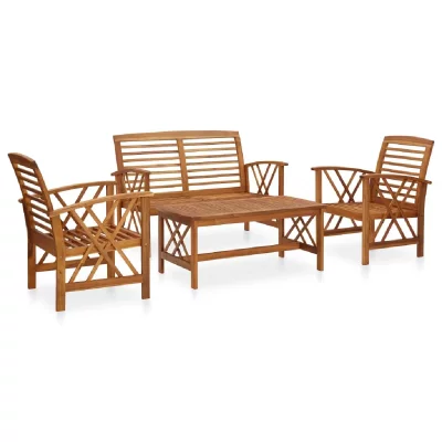 VIDAXL Salon de jardin 4 pcs Bois d'acacia solide  Marron