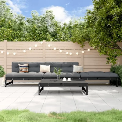 VIDAXL Salon de jardin 4 pcs noir bois massif de pin - 