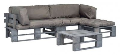 VIDAXL Salon de jardin 4 pcs palettes avec coussins gris Bois  Gris
