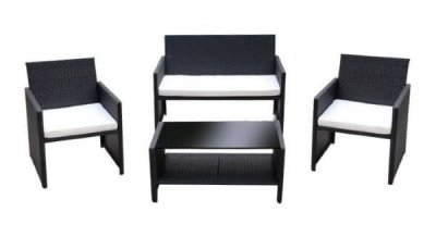 NOTRE SELECTION Salon de jardin 4 pi&egrave;ces Cuba en acier noir - hilpea - Noir