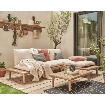 BESTMOBILIER Salon de jardin 4 places en bois bois / beige