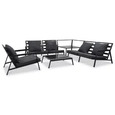 VIDAXL Salon de jardin 5 pcs avec coussins Aluminium Gris fonc&eacute;  - Gris
