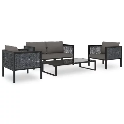 VIDAXL Salon de jardin 5 pcs avec coussins R&eacute;sine tress&eacute;e Anthracite